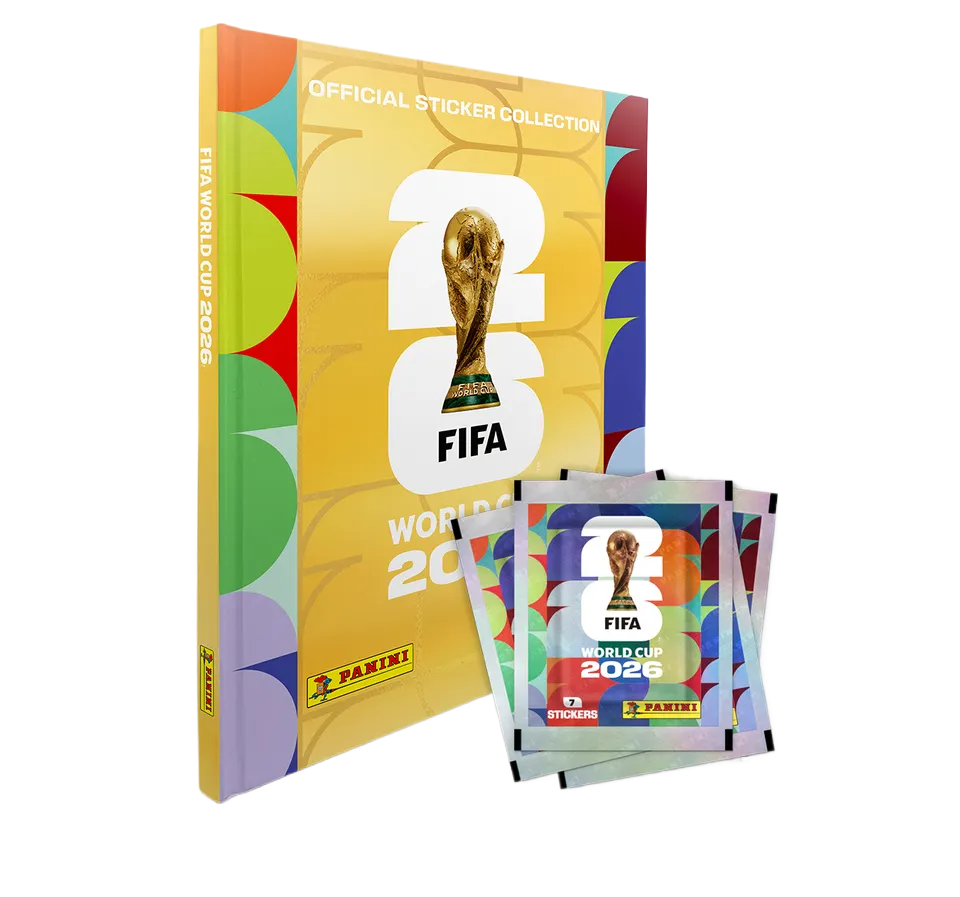 Combo Álbum Tapa Dura Dorado más caja de 50 sobres FIFA 2026